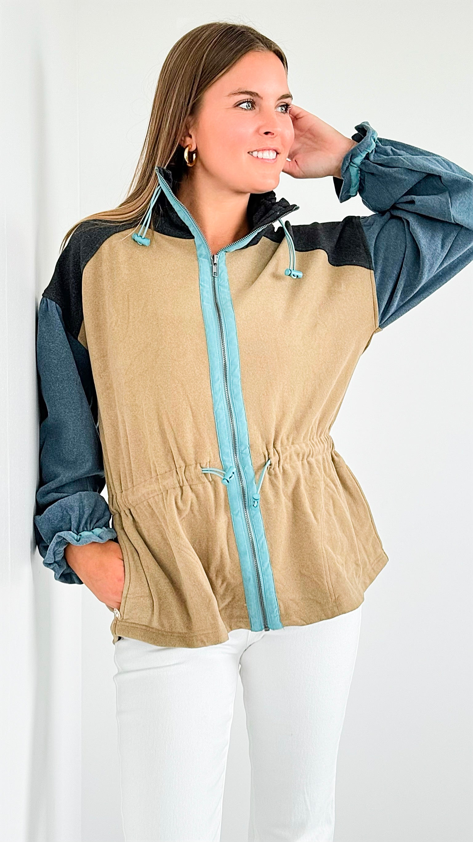 Alpine Adventure Drawstring Jacket-160 Jackets-mystree-Coastal Bloom Boutique, find the trendiest versions of the popular styles and looks Located in Indialantic, FL