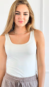 Essential Ribbed Tank Top - Off White-100 Sleeveless Tops-Zenana-Coastal Bloom Boutique, find the trendiest versions of the popular styles and looks Located in Indialantic, FL