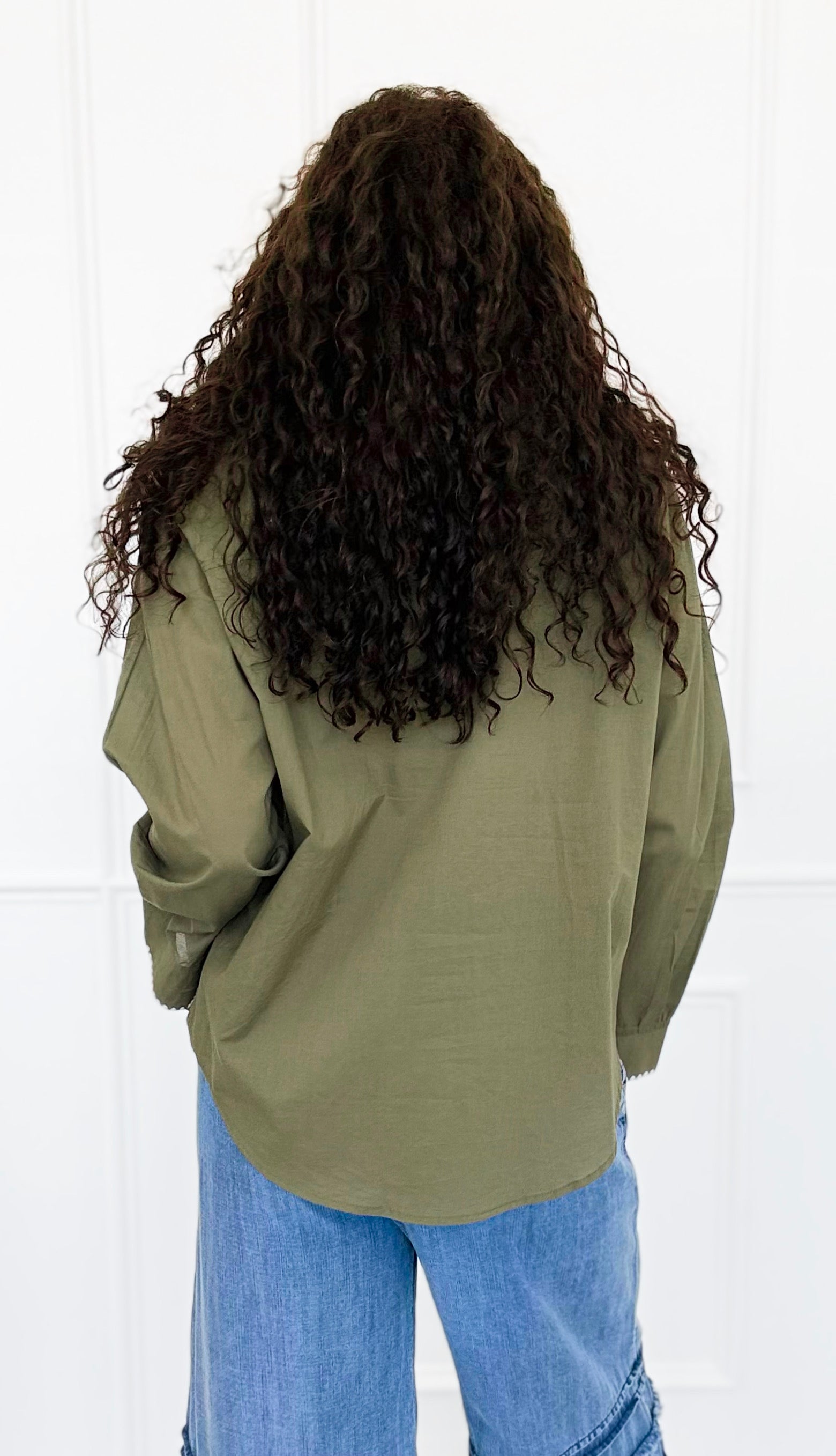 Delicate Edge Embroidered Blouse- Olive-170 Bottoms-V SKY-Coastal Bloom Boutique, find the trendiest versions of the popular styles and looks Located in Indialantic, FL