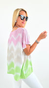 Pastel Horizon V-Neck Top-110 Short Sleeve Tops-V6-Coastal Bloom Boutique, find the trendiest versions of the popular styles and looks Located in Indialantic, FL