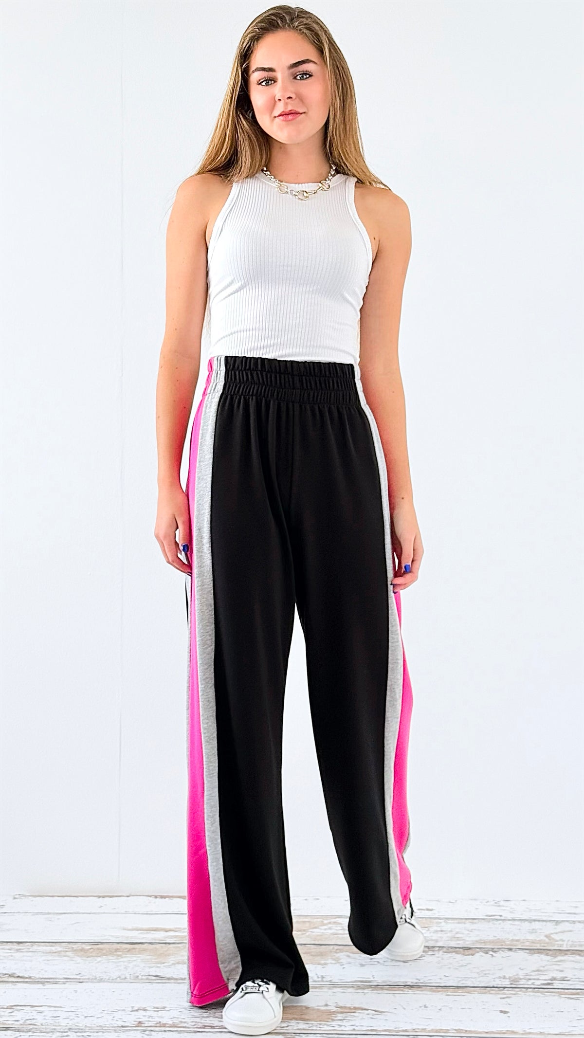 Sporty Wide-Leg Track Jogger Pants-180 Joggers-minco-Coastal Bloom Boutique, find the trendiest versions of the popular styles and looks Located in Indialantic, FL