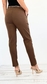 Leopard Charm Italian Pants- Brown-180 Joggers-Italianissimo-Coastal Bloom Boutique, find the trendiest versions of the popular styles and looks Located in Indialantic, FL