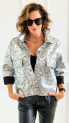 Silver Streak Italian Jacket-160 Jackets-MILAN SLV-Coastal Bloom Boutique, find the trendiest versions of the popular styles and looks Located in Indialantic, FL