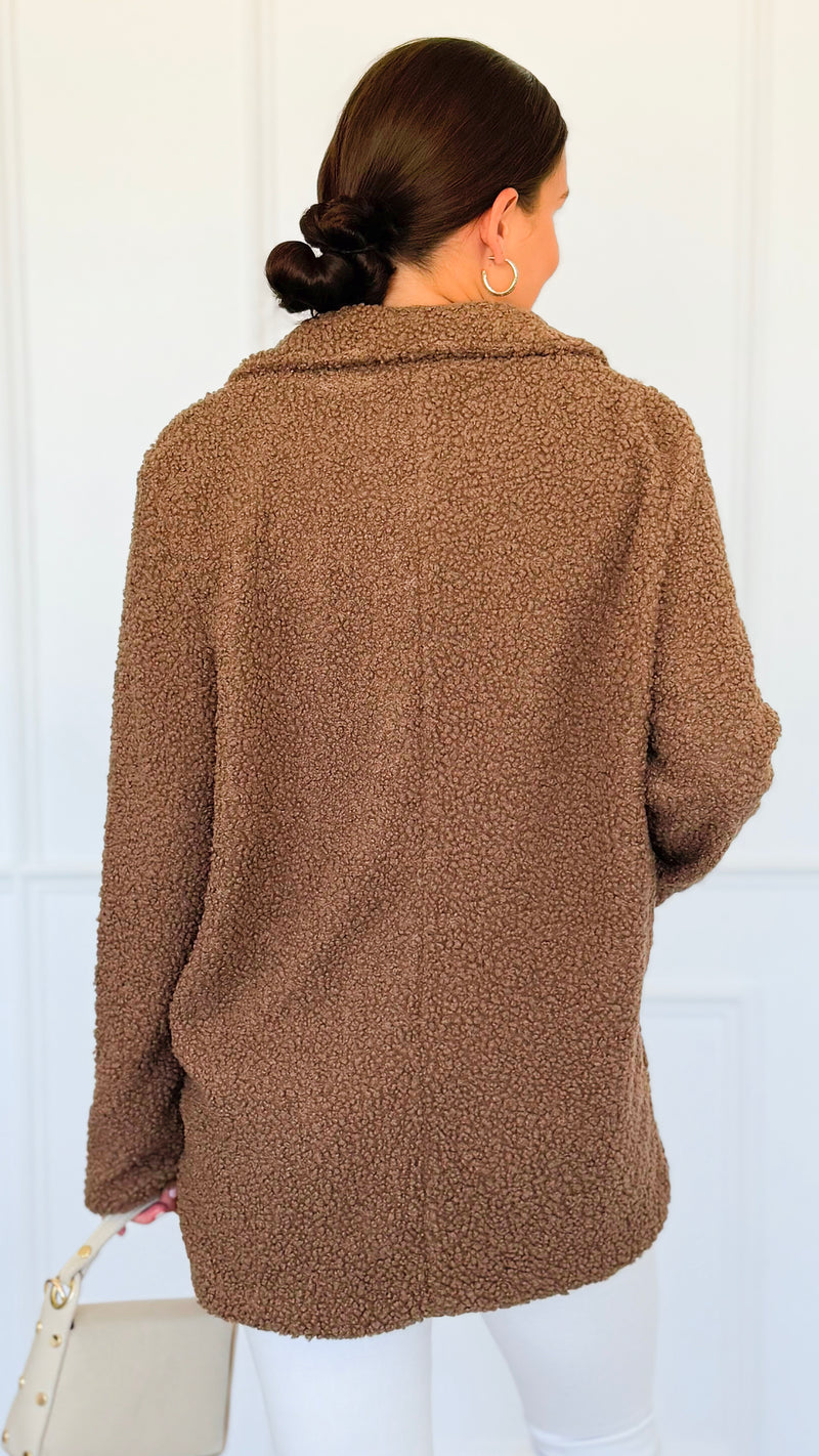 Cozy Up Sherpa Coat - Mocha-160 Jackets-26 International-Coastal Bloom Boutique, find the trendiest versions of the popular styles and looks Located in Indialantic, FL