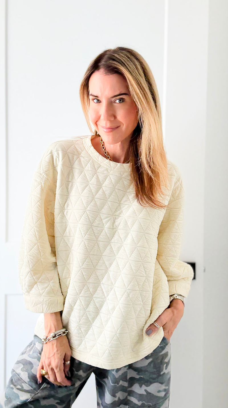 Quilted Ease Top-130 Long Sleeve Tops-JODIFL-Coastal Bloom Boutique, find the trendiest versions of the popular styles and looks Located in Indialantic, FL