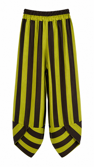 Dockside Darling La Spezia Barrel Italian Pant- Brown/Pistachio