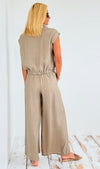 Textured Top and Wide Leg Pants Set-210 Loungewear/Sets-listicle-Coastal Bloom Boutique, find the trendiest versions of the popular styles and looks Located in Indialantic, FL