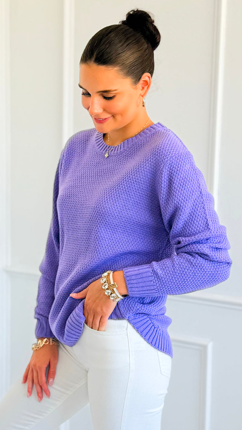 Round Neck Basic Sweater - Lavender-140 Sweaters-Zenana-Coastal Bloom Boutique, find the trendiest versions of the popular styles and looks Located in Indialantic, FL