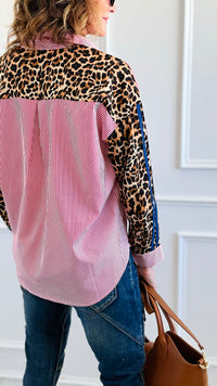 Wild Remix Button Down Top-110 Long Sleeve Tops-JODIFL-Coastal Bloom Boutique, find the trendiest versions of the popular styles and looks Located in Indialantic, FL