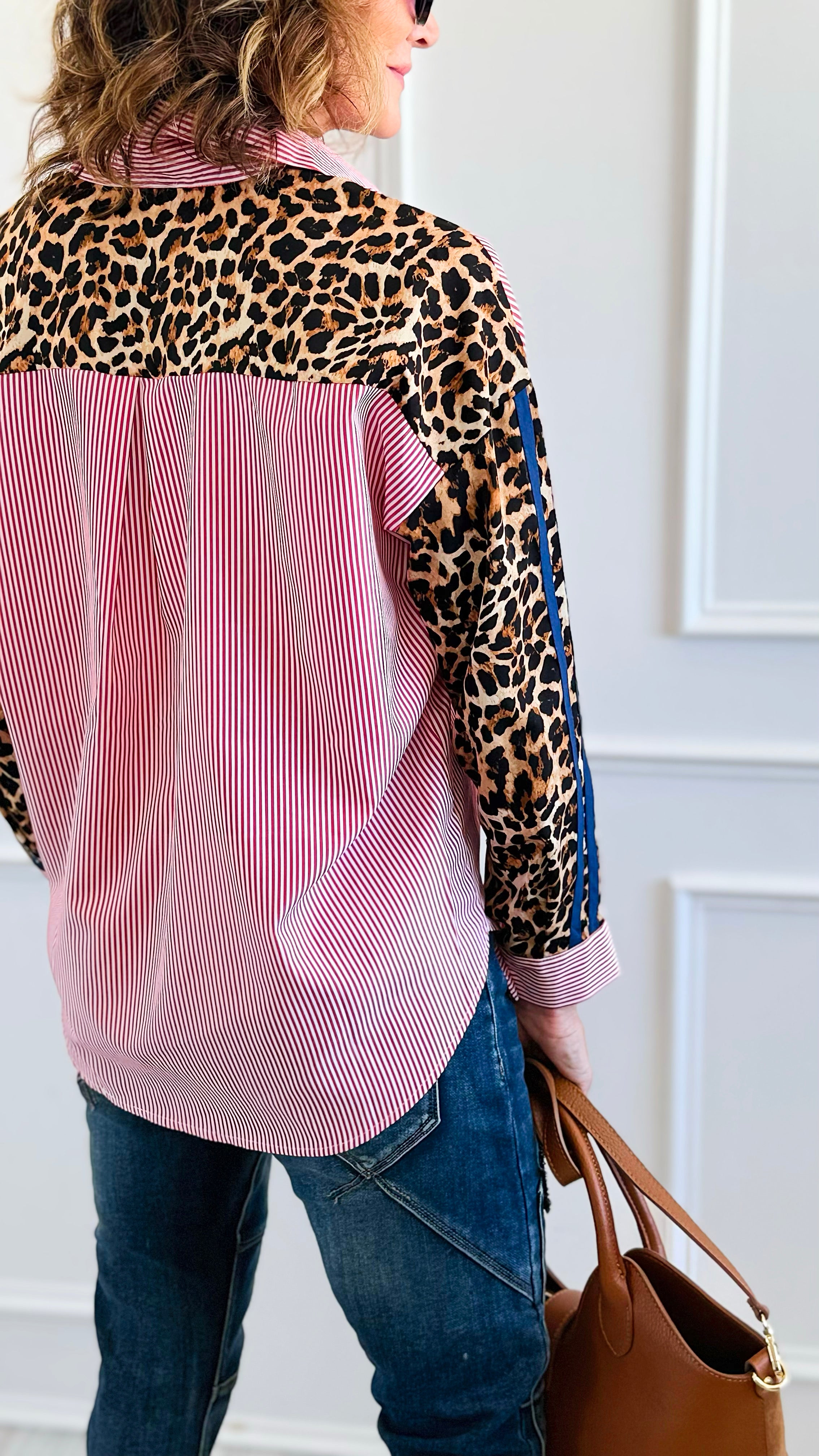 Wild Remix Button Down Top-110 Long Sleeve Tops-JODIFL-Coastal Bloom Boutique, find the trendiest versions of the popular styles and looks Located in Indialantic, FL