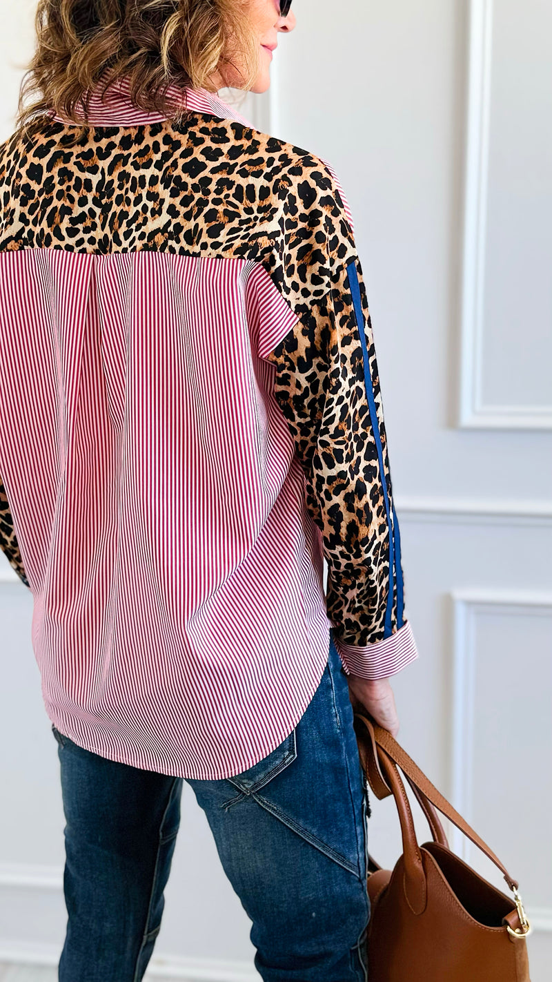 Wild Remix Button Down Top-110 Long Sleeve Tops-JODIFL-Coastal Bloom Boutique, find the trendiest versions of the popular styles and looks Located in Indialantic, FL