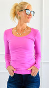 Everyday Essential Long Sleeve - Pink Wild Rose-130 Long sleeve top-Active Basic-Coastal Bloom Boutique, find the trendiest versions of the popular styles and looks Located in Indialantic, FL