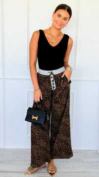 Midnight Safari Drawstring Pants-170 Bottoms-ODDI-Coastal Bloom Boutique, find the trendiest versions of the popular styles and looks Located in Indialantic, FL