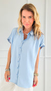Laguna Shimmer Top - Sky Blue-110 Short Sleeve Tops-Jodifl-Coastal Bloom Boutique, find the trendiest versions of the popular styles and looks Located in Indialantic, FL