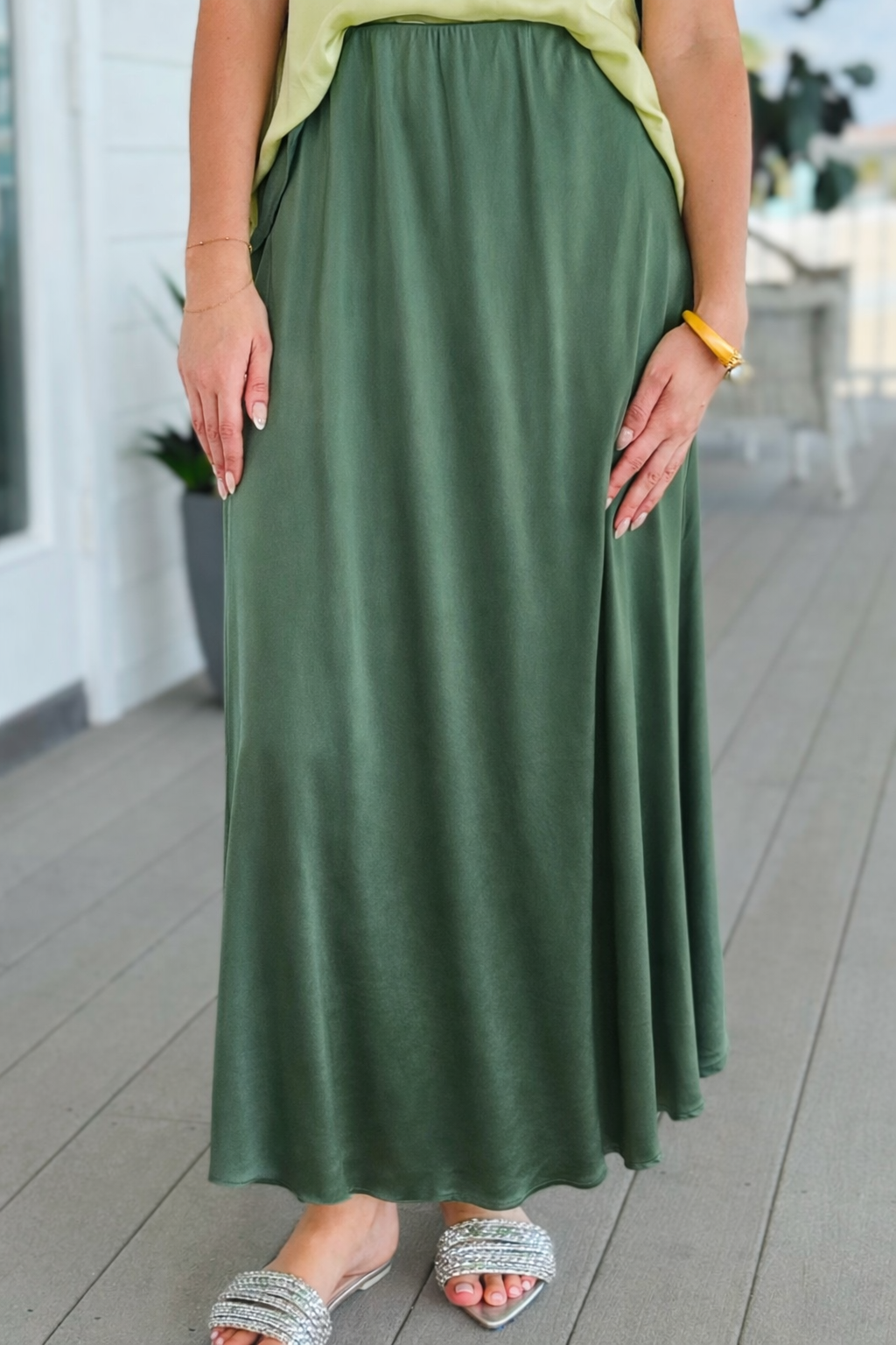 Just My Type Italian Skirt- Olive