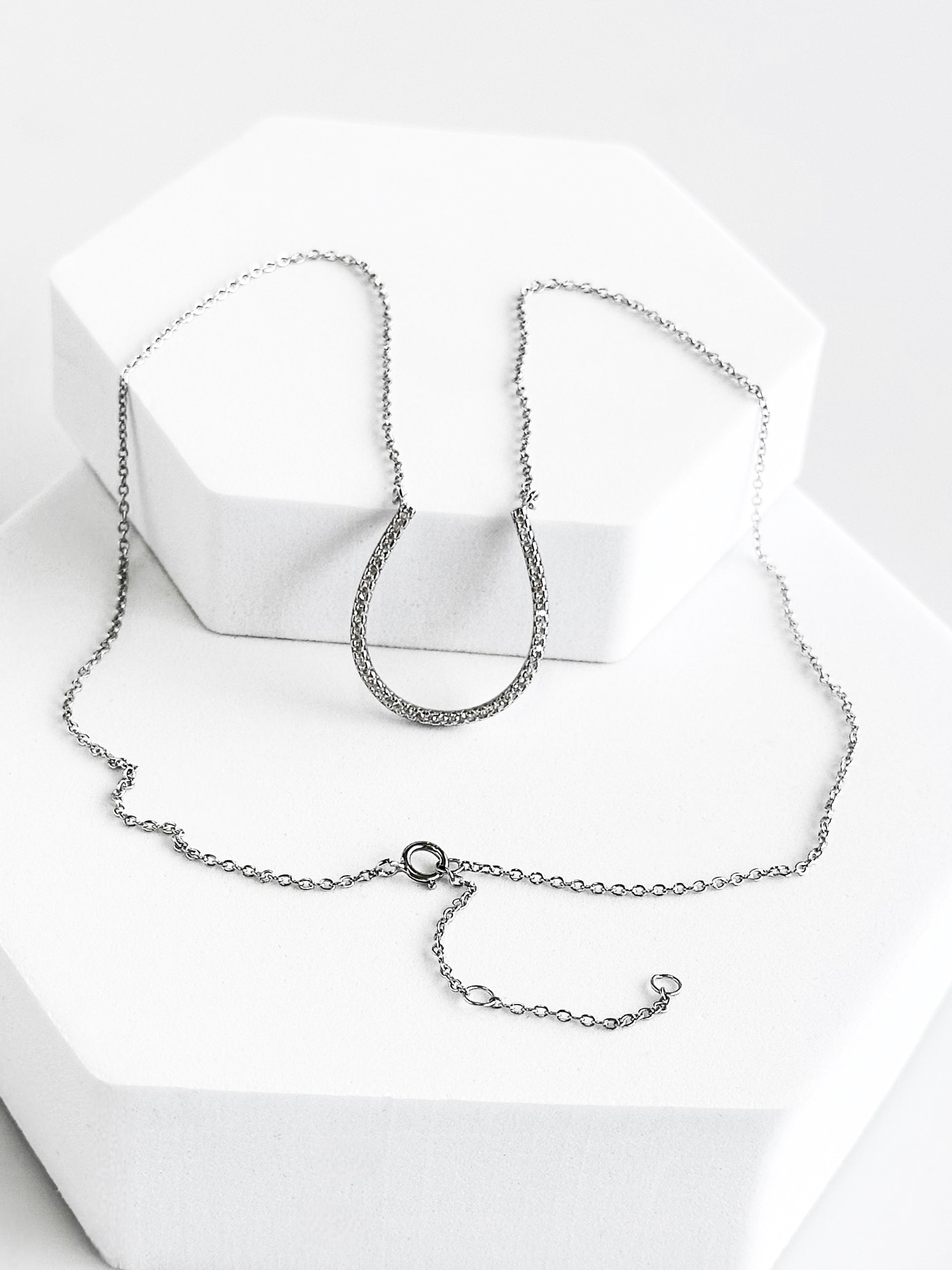 PRE ORDER-Sterling Silver Micropave Horsebit Necklace-230 Jewelry-NYC-Coastal Bloom Boutique, find the trendiest versions of the popular styles and looks Located in Indialantic, FL