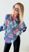 Italian St Tropez Hibiscus Sweater-140 Sweaters-Germany-Coastal Bloom Boutique, find the trendiest versions of the popular styles and looks Located in Indialantic, FL