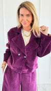 Tracked Threads Cropped Italian Jacket- Plum