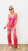 Printed Tank Velvet Jumpsuit-210 Loungewear/Sets-DRESS DAY-Coastal Bloom Boutique, find the trendiest versions of the popular styles and looks Located in Indialantic, FL