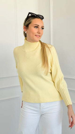 Break Free Long Sleeve Italian Sweater Top - Butter Yellow