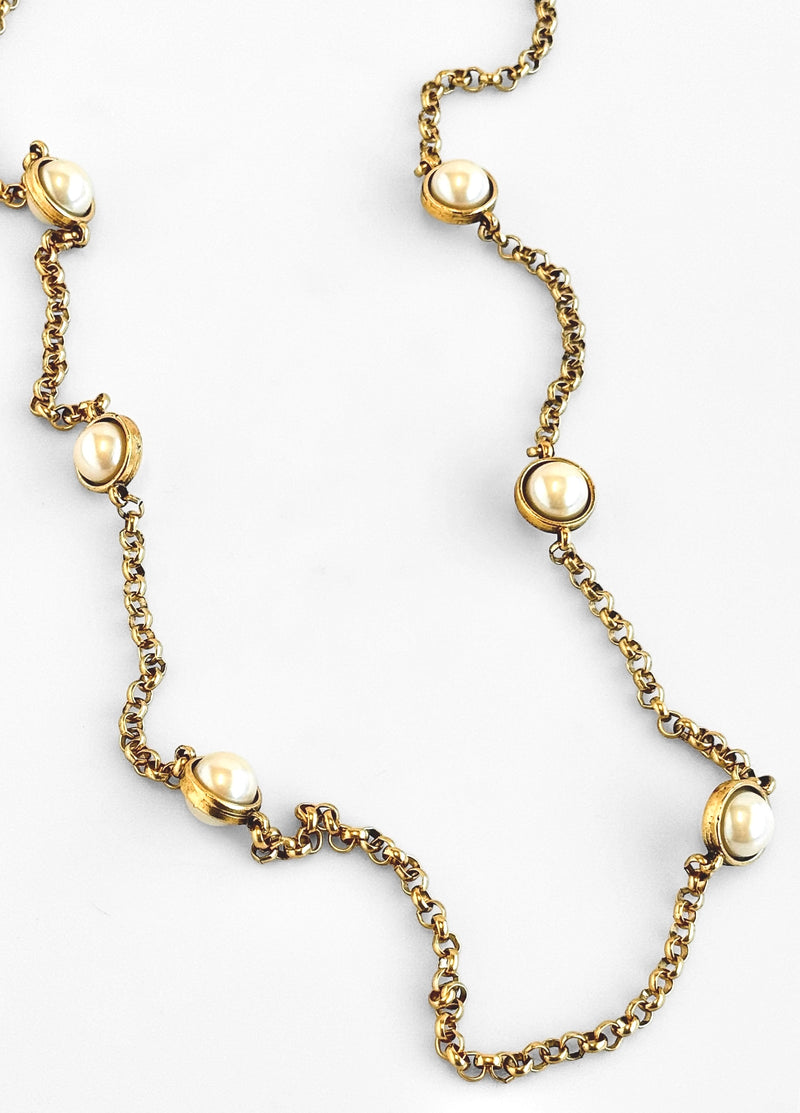 Pearl Station Long Necklace-230 Jewelry-YOCHI-Coastal Bloom Boutique, find the trendiest versions of the popular styles and looks Located in Indialantic, FL
