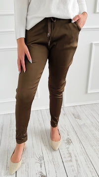 Italian Wish List Jogger - Brown-180 Joggers-CRIS S.R.L.-Coastal Bloom Boutique, find the trendiest versions of the popular styles and looks Located in Indialantic, FL