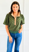 Ruffle Hem Puff Sleeve Top-110 Short Sleeve Tops-VOY-Coastal Bloom Boutique, find the trendiest versions of the popular styles and looks Located in Indialantic, FL