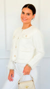 Che'rie Italian Cardigan-Ivory-150 Cardigans/Layers-Italianissimo-Coastal Bloom Boutique, find the trendiest versions of the popular styles and looks Located in Indialantic, FL