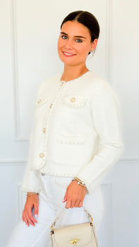 Che'rie Italian Cardigan-Ivory-150 Cardigans/Layers-Italianissimo-Coastal Bloom Boutique, find the trendiest versions of the popular styles and looks Located in Indialantic, FL