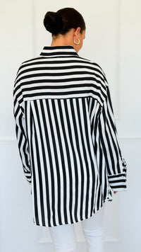 Empire Stripes Italian Blouse-110 Long Sleeve Tops-TATTOO Z-Coastal Bloom Boutique, find the trendiest versions of the popular styles and looks Located in Indialantic, FL