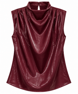 Sleeveless Draped Mock Neck Top