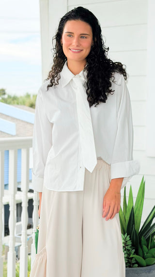 Tie Neck Shirt - Off White