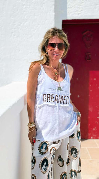 Fearlessly Dreaming Italian Tank Top- White