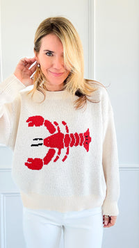 Coastal Charm Lobster Sweater-150 Cardigans/Layers-Bailey Rose-Coastal Bloom Boutique, find the trendiest versions of the popular styles and looks Located in Indialantic, FL