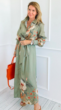 Botanic Cascade Maxi Shirt Dress-200 Dresses/Jumpsuits/Rompers-Rokoko-Coastal Bloom Boutique, find the trendiest versions of the popular styles and looks Located in Indialantic, FL
