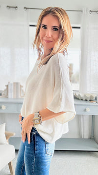 Amalfi Coast Italian Knit Pullover- Ivory-140 Sweaters-Italianissimo-Coastal Bloom Boutique, find the trendiest versions of the popular styles and looks Located in Indialantic, FL