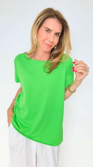 Easy Breezy Italian tee - Neon Green-110 Short Sleeve Tops-Italianissimo-Coastal Bloom Boutique, find the trendiest versions of the popular styles and looks Located in Indialantic, FL