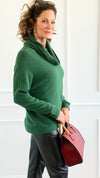 Soft Cowl Neck Italian Sweater- Hunter Green-140 Sweaters-Aute-Coastal Bloom Boutique, find the trendiest versions of the popular styles and looks Located in Indialantic, FL