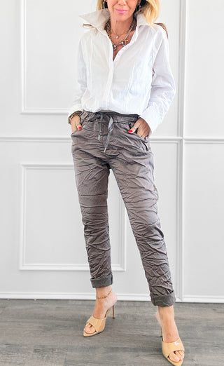 Italian Wish List Jogger- Dark Taupe-180 Joggers-Italianissimo-Coastal Bloom Boutique, find the trendiest versions of the popular styles and looks Located in Indialantic, FL