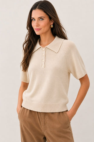Fine Knit Polo Top