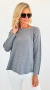 Soho Italian Boatneck Pullover - Dark Gray-140 Sweaters-Italianissimo-Coastal Bloom Boutique, find the trendiest versions of the popular styles and looks Located in Indialantic, FL