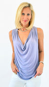 Draped Cowl Neck Top - Lilac-100 Sleeveless Tops-Ariella-Coastal Bloom Boutique, find the trendiest versions of the popular styles and looks Located in Indialantic, FL