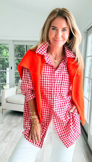 Oversized Gingham Top