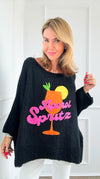 Aperol Spritz Italian Knit Sweater - Black-140 Sweaters-Italianissimo-Coastal Bloom Boutique, find the trendiest versions of the popular styles and looks Located in Indialantic, FL