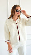 Refined Campus Buttoned Jacket -Ivory-160 Jackets-Joh Apparel-Coastal Bloom Boutique, find the trendiest versions of the popular styles and looks Located in Indialantic, FL