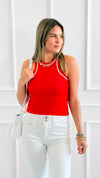 Track Star Ribbed Top - Red-100 Sleeveless Tops-Galita-Coastal Bloom Boutique, find the trendiest versions of the popular styles and looks Located in Indialantic, FL