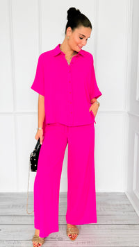 Desert Sunset Draped Set - Hot Pink-210 Loungewear/Sets-ODDI-Coastal Bloom Boutique, find the trendiest versions of the popular styles and looks Located in Indialantic, FL