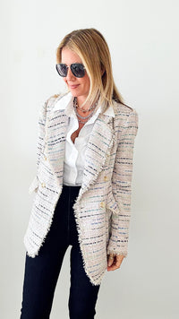 Dreamsicle Tweed Blazer-160 Jackets-Fate By LFD-Coastal Bloom Boutique, find the trendiest versions of the popular styles and looks Located in Indialantic, FL