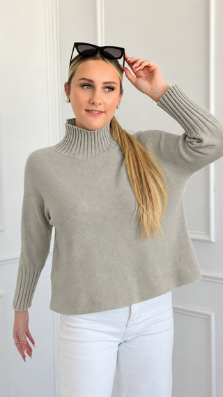 Break Free Long Sleeve Italian Sweater Top - Sand Beige