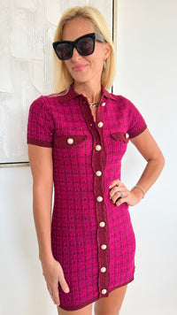 Knit Pearl Buttons Mini Dress - Orchid-200 Dresses/Jumpsuits/Rompers-entro-Coastal Bloom Boutique, find the trendiest versions of the popular styles and looks Located in Indialantic, FL